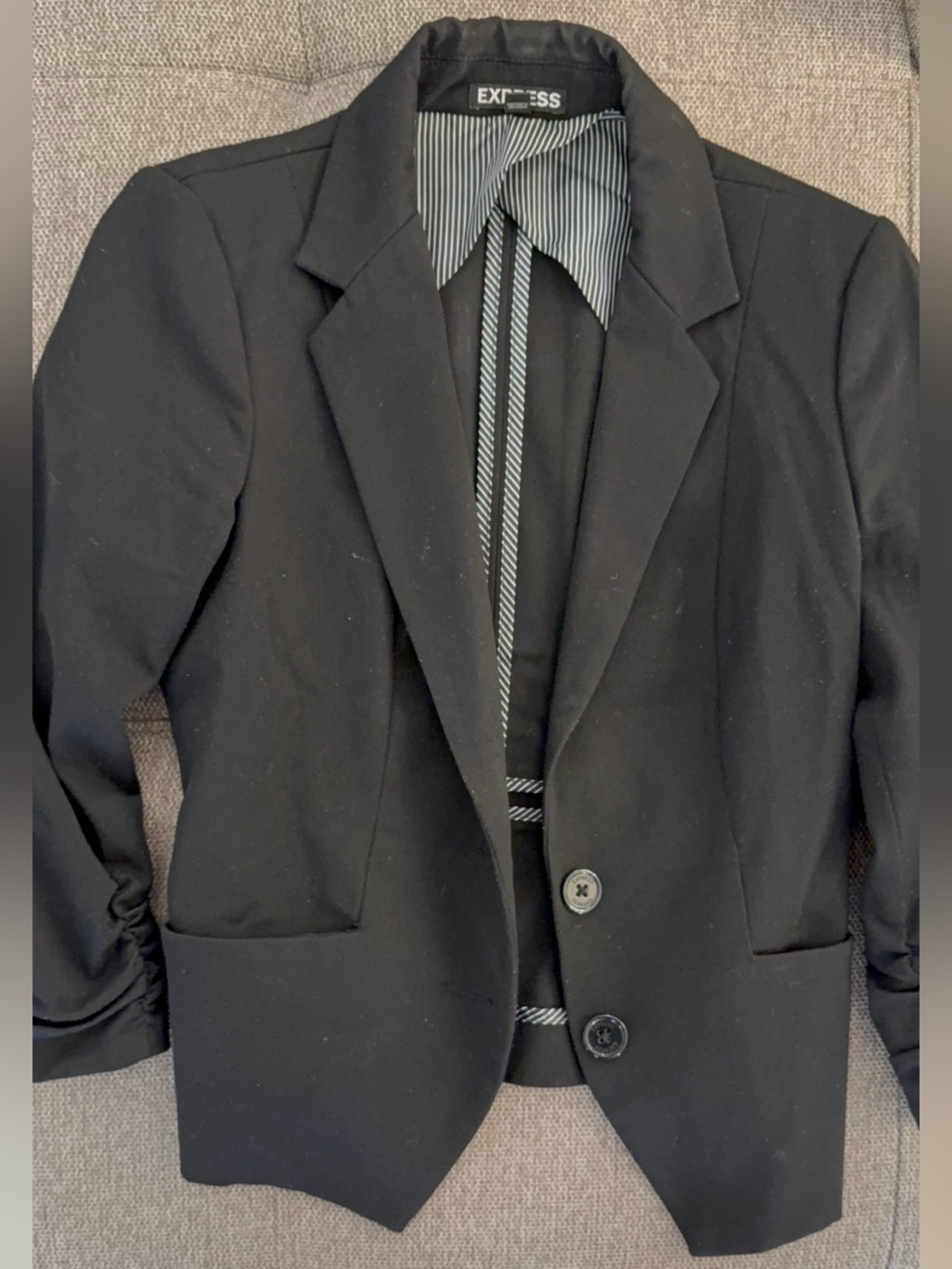 Express Black Blazer with White Pinstripe Lining